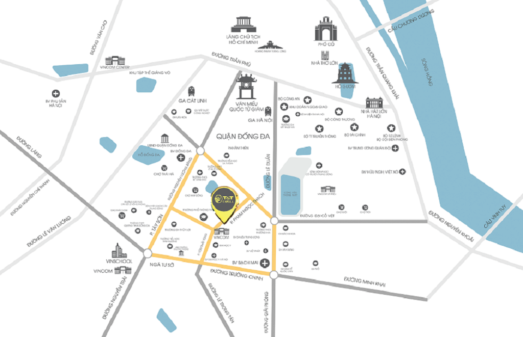 Location of T&T Capella - No. 02 Pham Ngoc Thach, Kim Lien Ward, Dong Da District (The central of Hanoi)