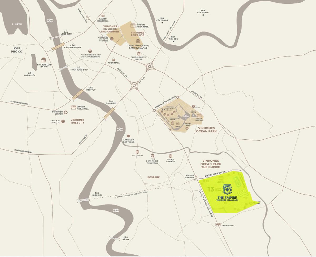 Location of Vinhomes Ocean Park 2 The Empire